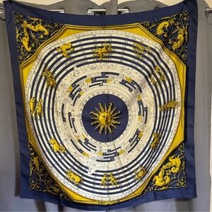 Hermes Zodiac Scarf in Blue and Gold